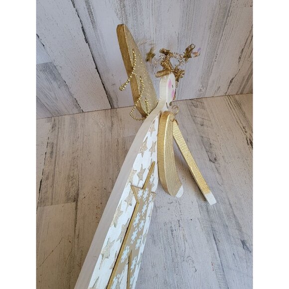 Large vintage wooden Angel curly hair jointed religious home decor - Picture 7 of 10